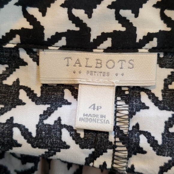 Talbots black white herringbone pop over blouse380 - Picture 7 of 8